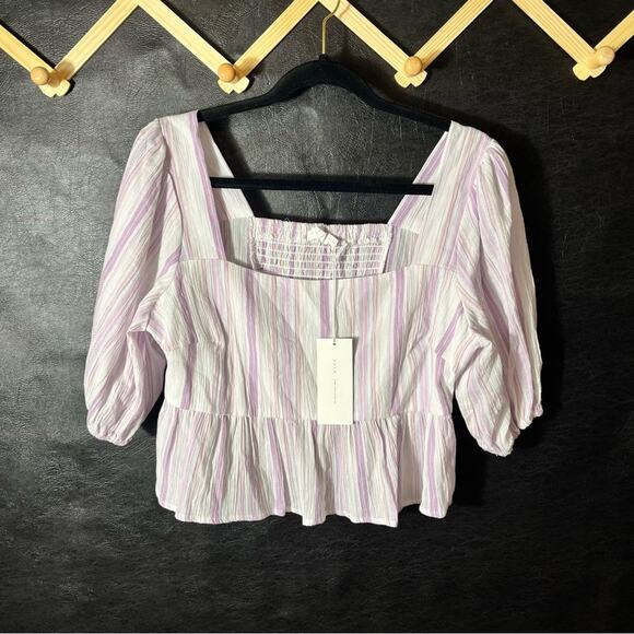 Lush‎ Lavender And White Stripe Top Size Large - Picture 1 of 10